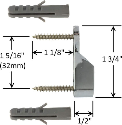 60" Polished Chrome Oval Closet Rod with Screw-On End Supports, 1 Pack
