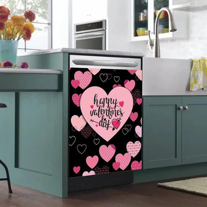 Valentine's Day Magnetic Dishwasher Cover, Self Adhesive Love Refrigerator Decal, Decorative Kitchen Panel 23"x26"