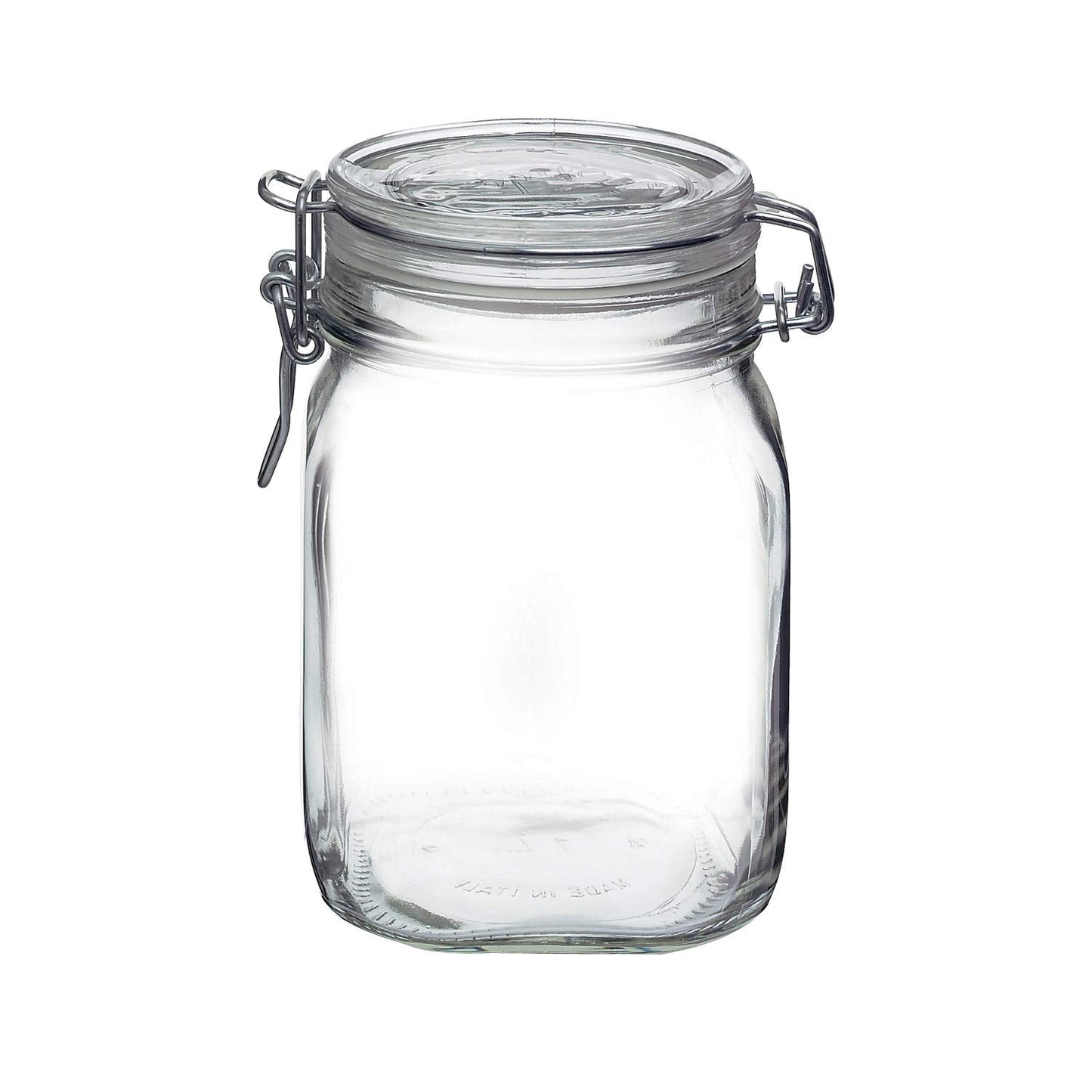 Bormioli Rocco Clear Glass Storage Jars: Airtight Hinged Lid With Leak Proof Gasket, Wide Mouth Canister Kitchen Food Container - For Zero Waste Air Tight Preserving Jam, Spices, Coffee, Sugar & Herbs