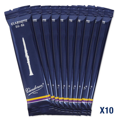 Vandoren CR103 Bb Clarinet Traditional Reeds Strength 3; Box of 10