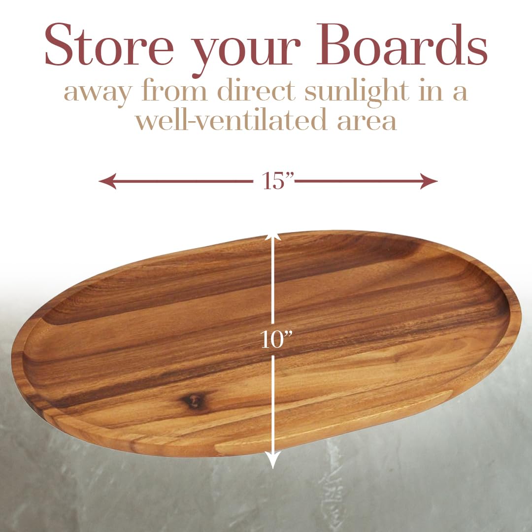 Woodard & Charles 15-Inch Acacia Oval Tray, Large - Pack of 16