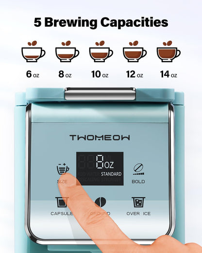 Setting, 52oz 6 to14oz K Cup Coffee Maker With Bold Single Serve Hot & Iced Coffee Maker for K-Cup and Grounds