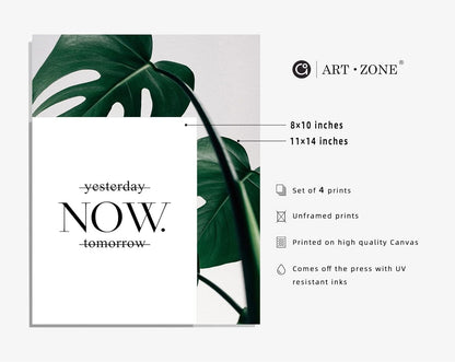 A ARTZONE Botanical Watercolor Prints, Set of 4 Unframed Canvas Art Prints (8x10 inches)
