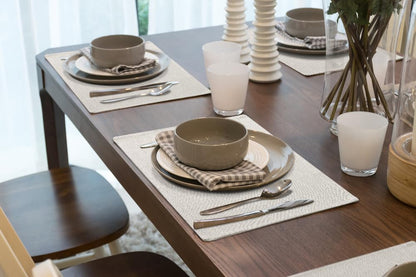 homing Faux Cotton Linen Placemats Set of 8, Cloth Washable Farmhouse Dining Table Mats for Indoors & Outdoors, Easy to Clean, Neutral Beige, 13 x 19 Inch