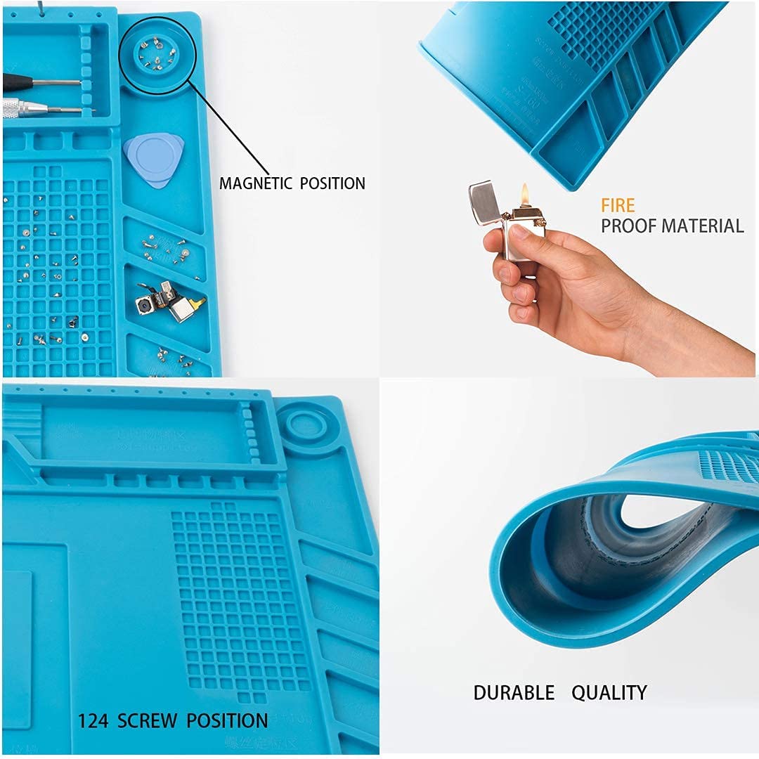 CPB Large Anti-Static Soldering Mat S160 Heat Resistant for PC Cellphone Electronic Repair, with Heating Pad
