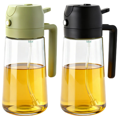 RMNJPW 2Pcs Glass Oil Sprayer for Cooking 16oz/470ml, Kitchen Gadget for Air Fryer, Salad, BBQ, Frying（White） (Black+Green)