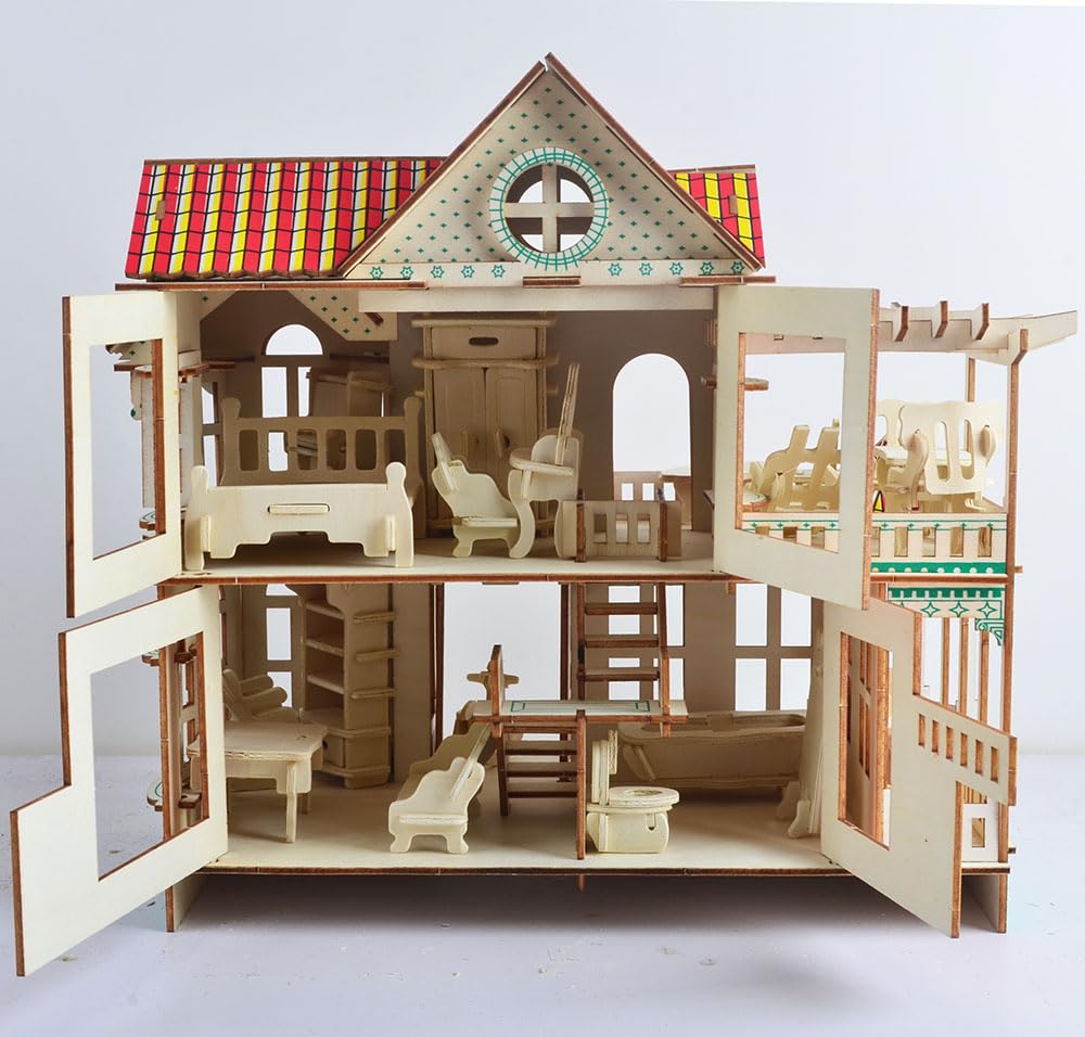 NWFashion 1:20 Scale Wooden Piecese 34Sets Furnitures for Dollhouse(Furniture Sets)