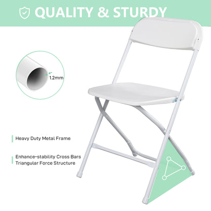 OLLODOT 50 Pack White Folding Chairs with 350-LBS Capacity, Lightweight Portable Indoor Outdoor Chairs, Stackable Commercial Seat with Steel Frame for Office, Party, Events, Wedding, Kitchen &Dinning