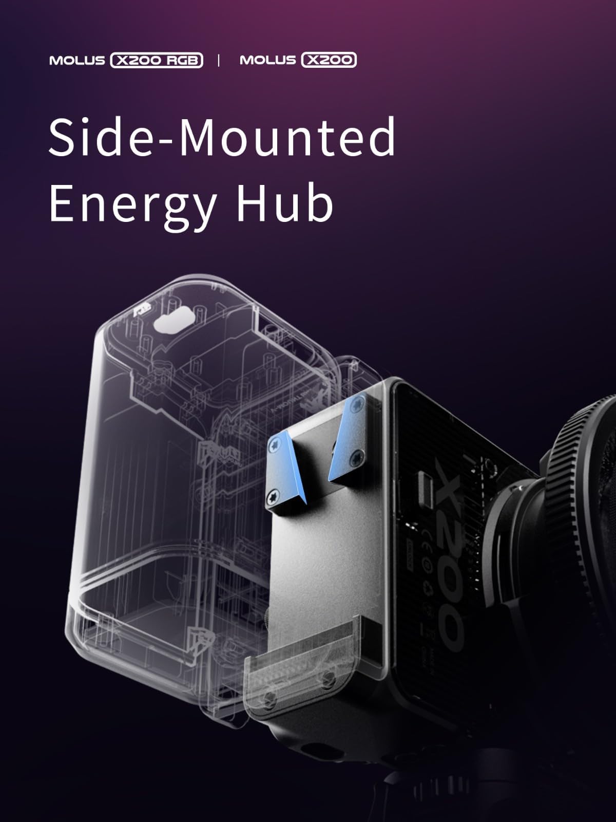 ZHIYUN MOLUS X200 RGB 200W Video Light zhiyun Light Supports V-Mount Battery, HUB Expansion, and PD Power Photography Lighting 2500K~10000K CRI≥95 TLCI≥97 with Bowens Mount Diffuser for Tiktok