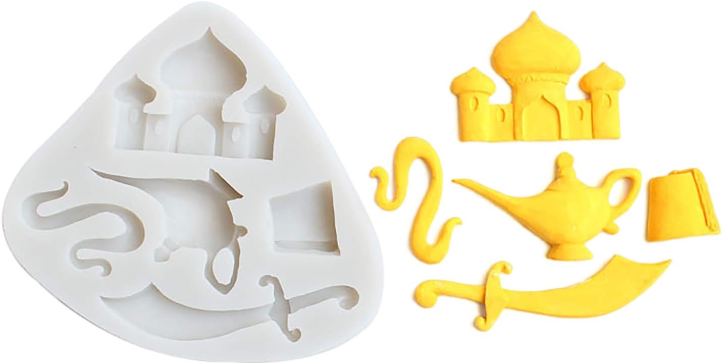 Aladdin Myth Themed Knife Teapot House Silicone Mold, DIY Jelly Shots, Handmade Ice Cream, Fondant Mold for Desserts