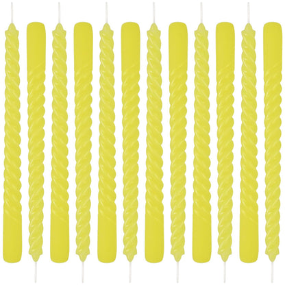 12 Pack 10 inch Yellow Spiral Taper Candles - Dripless, Smokeless, Unscented - 7 Hours Long Burning - Spiral Tall Candlesticks - Perfect for Home Decor, Weddings,Halloween, and Special Occasions.