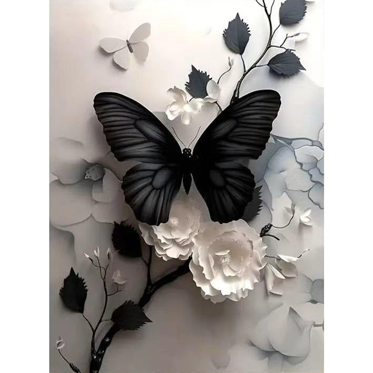 ZHUDENGXJL Butterfly Flower Diamond Art Kits for Adults,5D Full Round Drill Diamond Painting Kits for Beginners,DIY Diamond Dots Paintings Picture Arts Craft for Adults,Home Wall Decor 12 X 16Inch