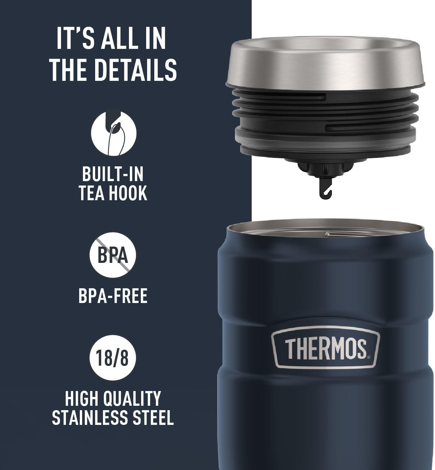 16oz, Commuting THERMOS Stainless King Vacuum-Insulated Stainless Steel Tumbler - Midnight Blue - Insulated Coffee