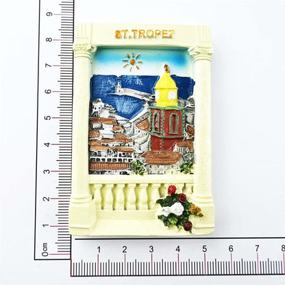 Saint-Tropez France Refrigerator Magnet, 3D Hand Painted Craft Travel Souvenir Fridge Decoration