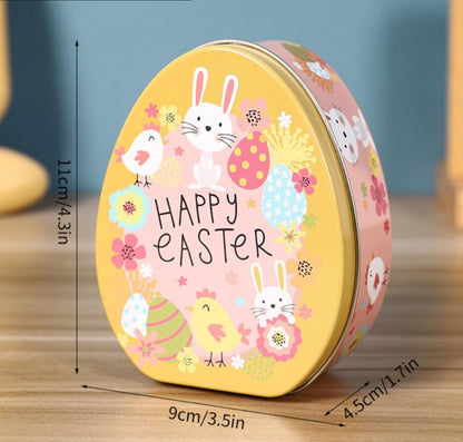 Easter Bunny Candy Metal Tin Box Cookie Storage Jar Easter Gift Box Decor for Easter Decoration Holiday Party Supplies