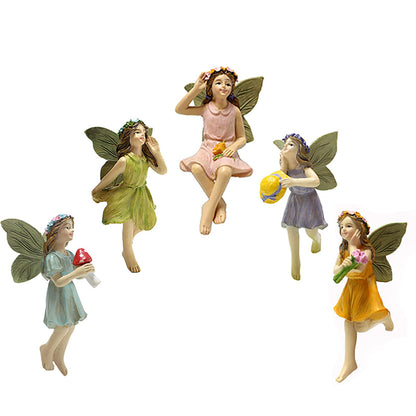 KOCNYDEY Garden Miniatures Fairies Mini Garden Figurine Set Fairies Statues Without a Stick for Outdoor Garden Yard Lawn Home Decor Lovely Resin Fairy Angel Accessories (5 Pieces)