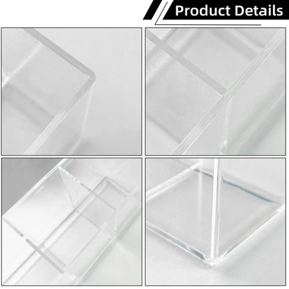 eieioo Acrylic Makeup Brush Holder, 2 Pack Clear Pencil Holder, Desk Accessories Holder with 3 Compartments, Brush Organizer for Vanity, Desk, Cosmetic Display