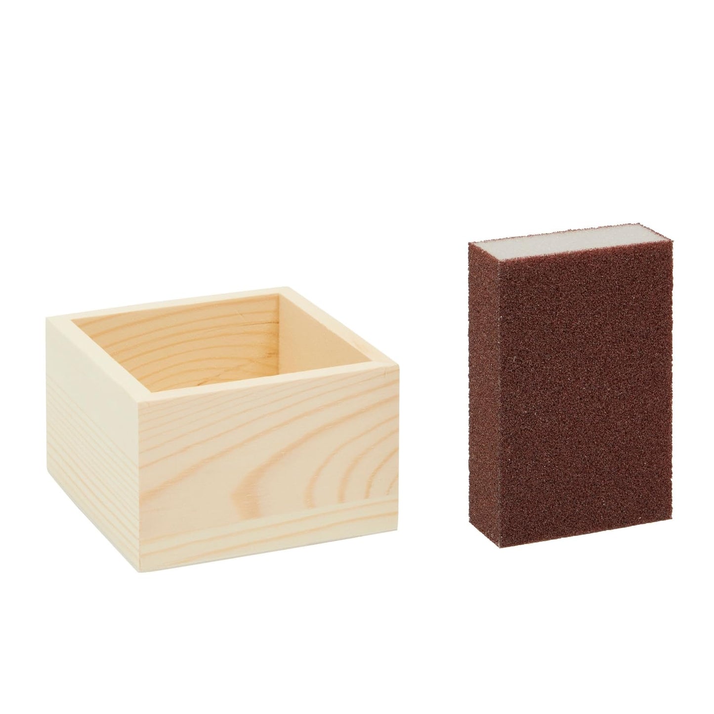 Bright Creations Centerpieces - 10 Unfinished Pine Mini Wood Crates 4 x 4 x 2.3 In & Sanding Sponge, Cream & Brown - DIY Craft Decor & Storage Display