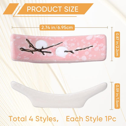 CRASPIRE 4Pcs Japanese Chopstick Holder - Flower Blossom Porcelain Rest for Countertop Tableware Home Ornaments