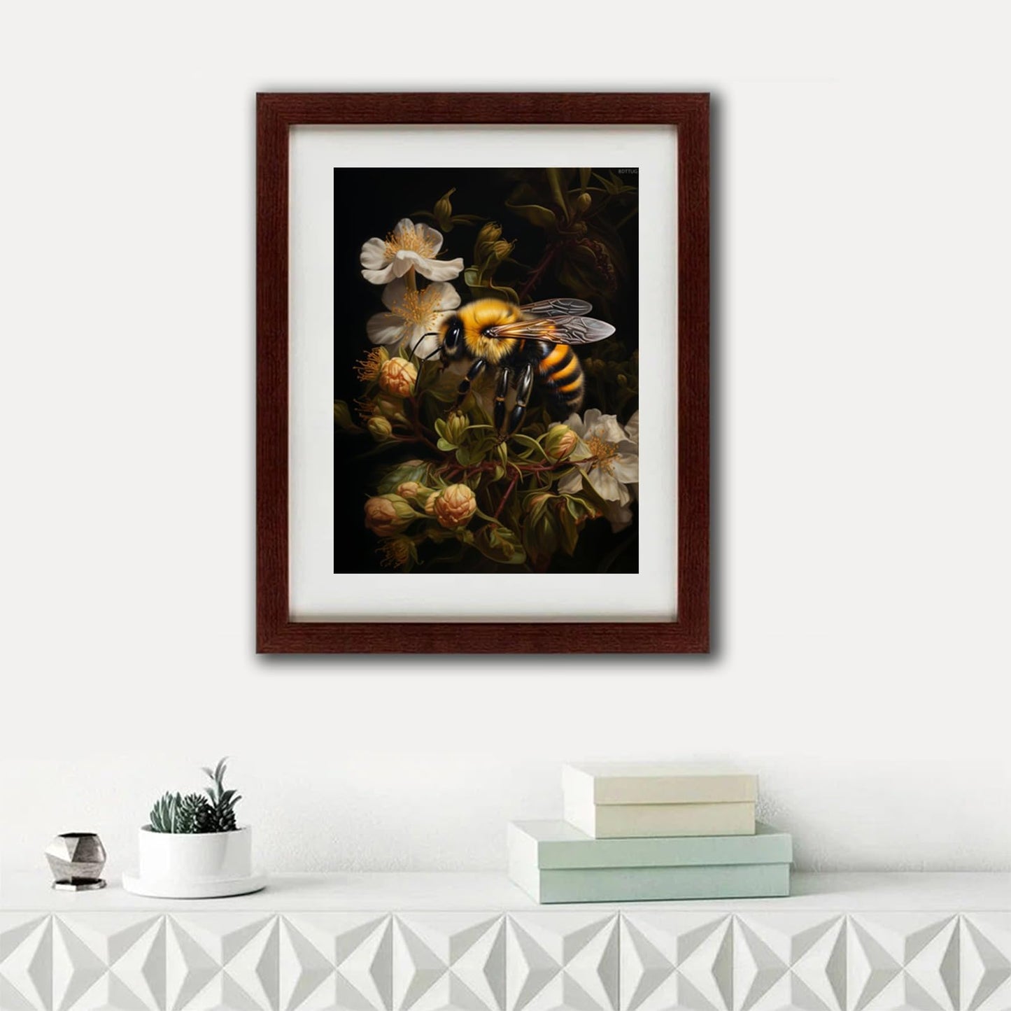 BDTTUG 5D Diamond Art Painting Kits for Adults Bumble Bee in Flower Round Full Drill DIY Gems Cross Stitch Art Kit Canvas Painting by Diamond Mosaic Craft for Home Decoration 12x16inch