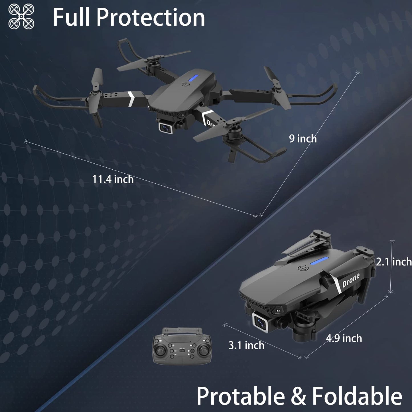 MOCVOO Drone With Camera for Adults Beginners Kids, Foldable RC Quadcopter, Toys Drone, 1080P FPV Video, 2 Batteries, Carrying Case, One Key Start, Headless Mode, Waypoints fly, 360° Flips