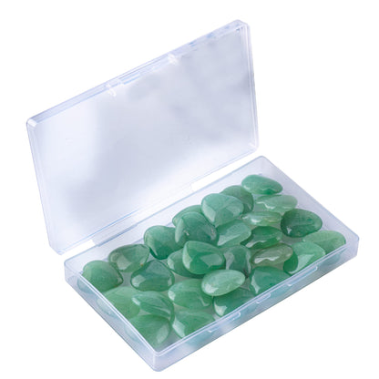 30 PCS Heart Green Aventurine Crystals Natural Polished Green Aventurine Stone Heart Love Carved Healing Crystal Worry Stone