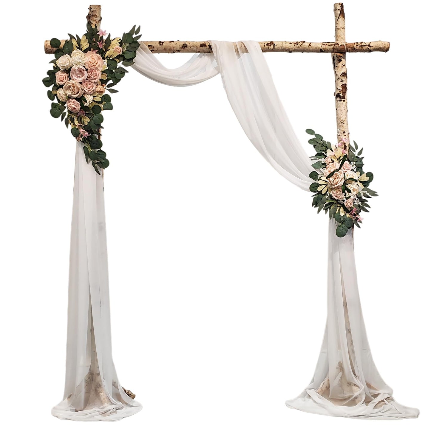 Garvee Arch Flowers with Drapes Kit (Pack of 3) - Includes 2Pcs Artificial Flower Arch Decor & 1Pcs Drapes, for Wedding Ceremony Bouquets Reception Backdrop Decoration, Pink