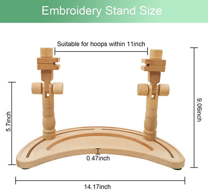 Multifunctional Embroidery Hoop Stand, Rotated Adjustable Embroidery Frame Stand Cross Stitch Stand, Beech Wood Embroidery Hoop Holder for Arts Crafts Sewing Needlework