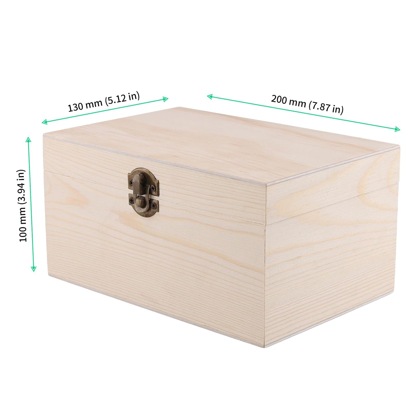 FUNSUEI 4 PCS 7.9 x 5.1 x 3.9 Inch Wooden Box with Hinged Lid, Unfinished Wood Box, Wooden Boxes for Crafts for Jewelry, DIY Craft, Storage, Gift