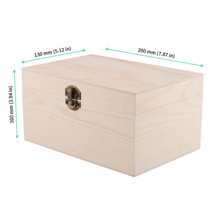 FUNSUEI 4 PCS 7.9 x 5.1 x 3.9 Inch Wooden Box with Hinged Lid, Unfinished Wood Box, Wooden Boxes for Crafts for Jewelry, DIY Craft, Storage, Gift