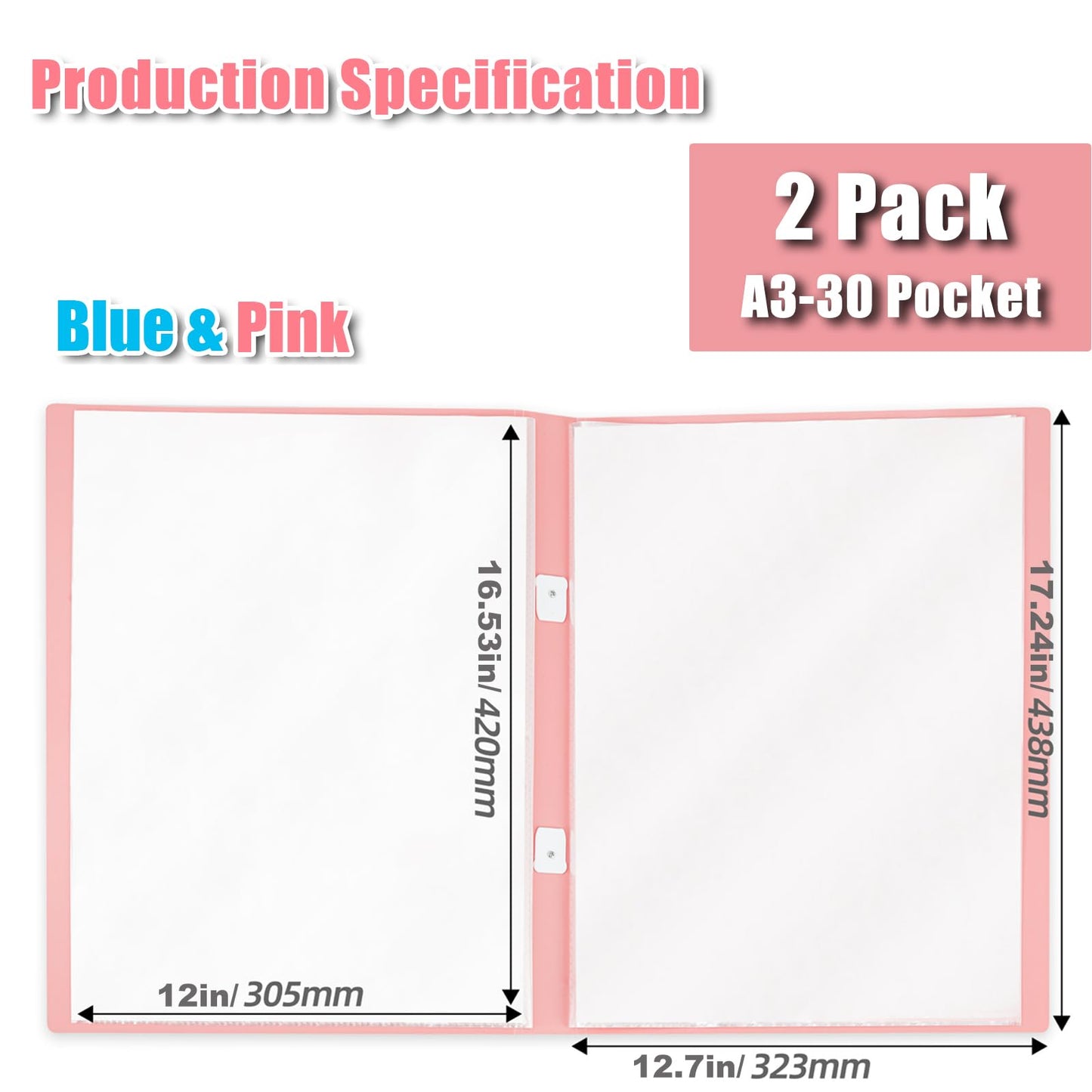 MUFEKUM 2 Pack A3 Storage Book for Diamond Painting, Handheld Diamond Art Portfolio Folder with 30 Pocket, Diamond Art Storage Book for 12”x16” Diamond Painting Photo Picture