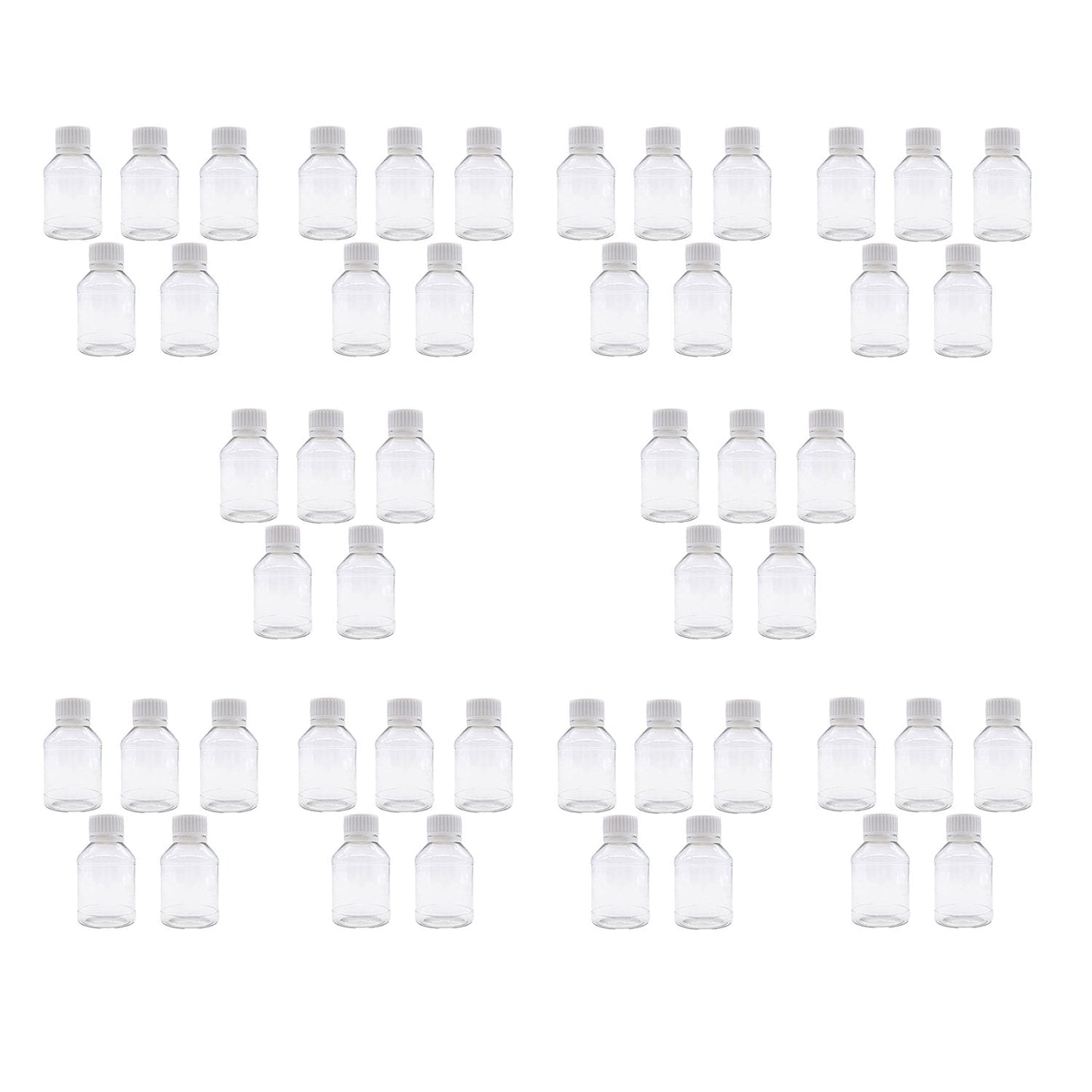 TRENDBOX Pack of 50 - Clear Empty PET Mini Storage Bottles Hard Plastic Durable Turn Screw Cover Cap Round Filling Liquid Rhinestones Water Container