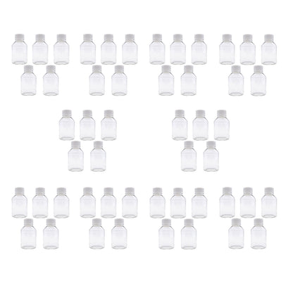 TRENDBOX Pack of 50 - Clear Empty PET Mini Storage Bottles Hard Plastic Durable Turn Screw Cover Cap Round Filling Liquid Rhinestones Water Container