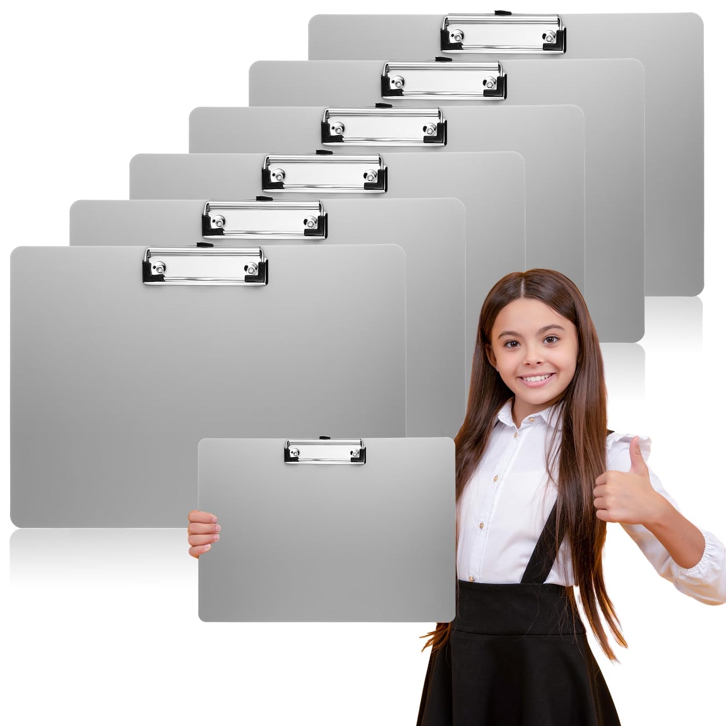 Qilery 6 Pcs Landscape Clipboard 12 x 9 Inches Plastic Large Clipboard Horizontal Clipboard with Low Profile Metal Clip Art Sketch Board Drawing Clipboard for Home Office School Files Papers Supplies