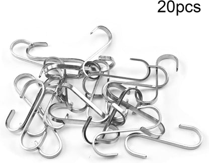 MroMax 304 Stainless Steel S Hooks, 80mm/3.15" Silver S Shaped Hook Hangers for Kitchen Bathroom Bedroom Storage Room