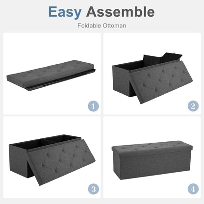 43in 660lbs, DUMOS Storage Ottoman Bench, Storage Chest, End of Bed Foot Rest Stool with Padded Seat, Bedroom Bench