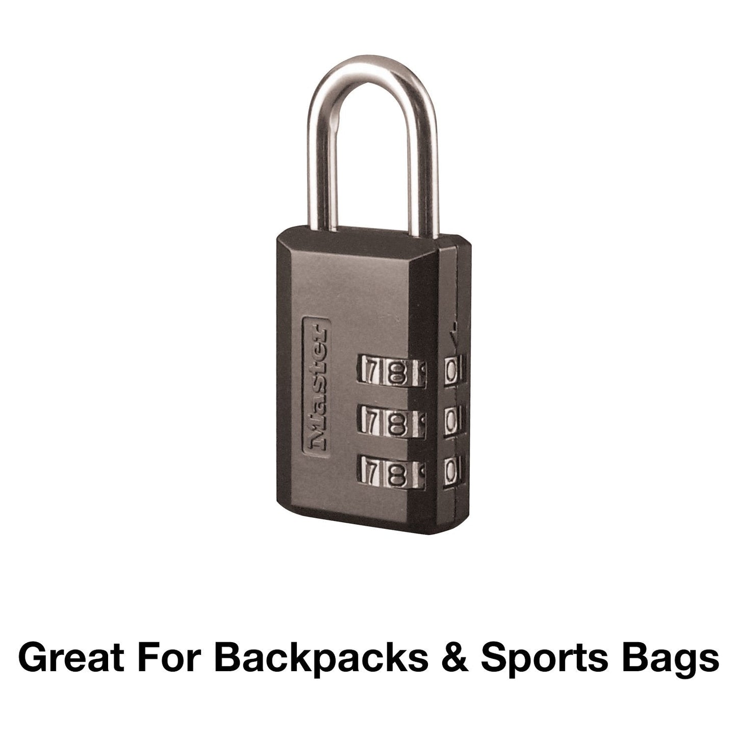 Master Lock Black Combination Padlock, Indoor Gym Locker Lock with Customizable 3-Digit Code for Luggage, Backpacks, Cabinets, 647D