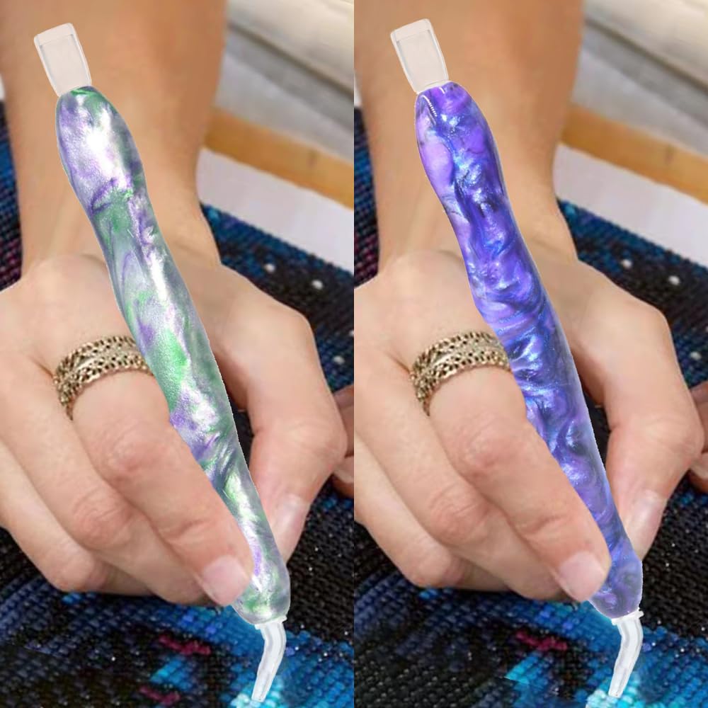Praise V Do 2PC Diamond Painting Art Drill Bead Dotting Gem Dot Pen Accessories Picker Tools Kit for Adult, Nail Art Embroidery Decoration Stylus (Purple Orchid)