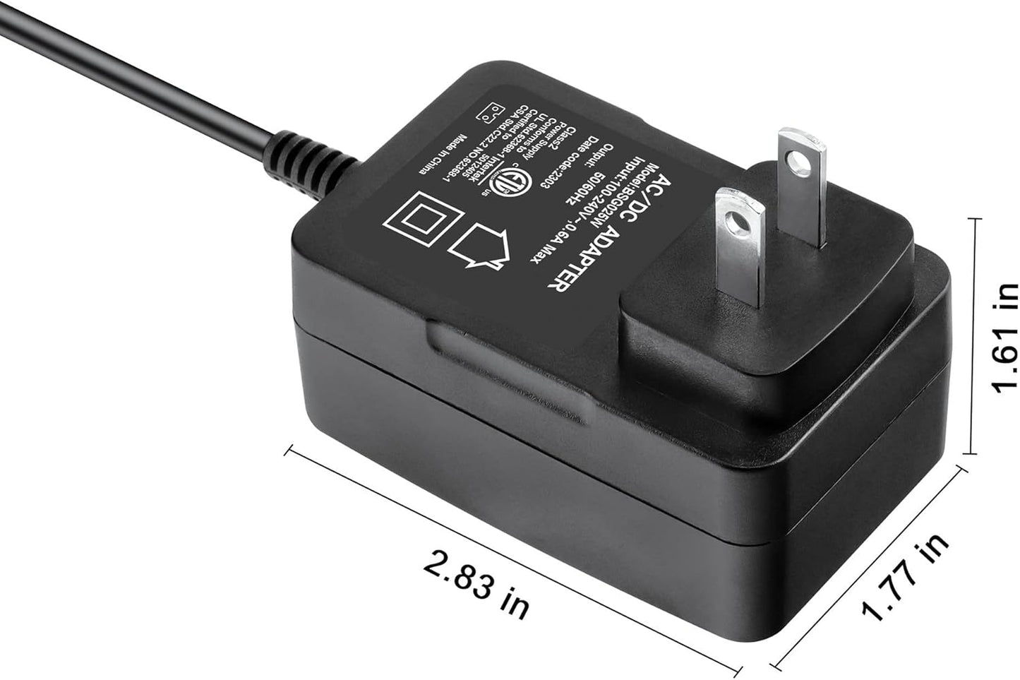 2-Prong 12.6V 1A AC/DC Adapter for AIPER Smart Seagull 600 Cordless Robotic Pool Vacuum Cleaner