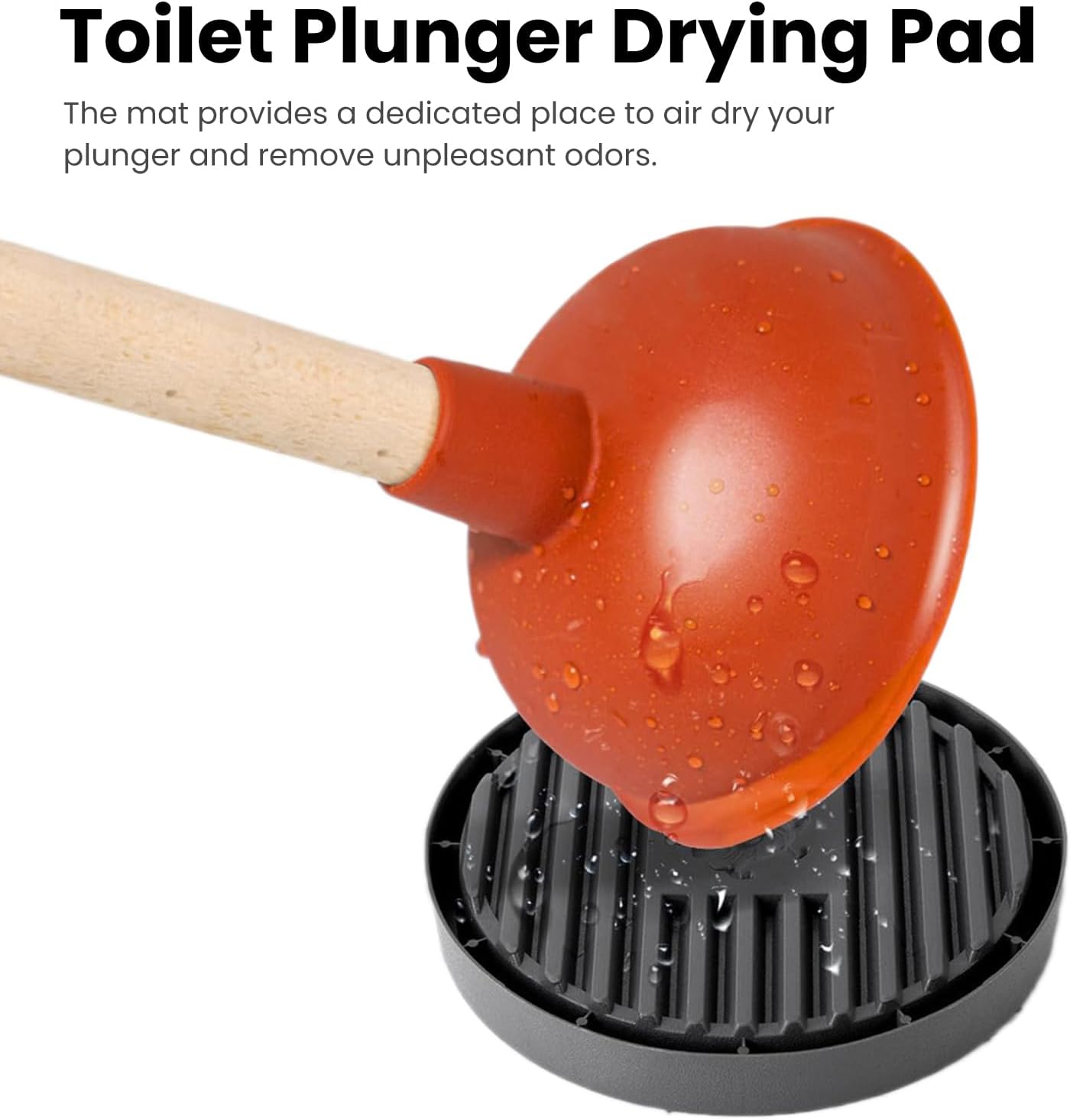 Plunger Holder, Plunger Tray, Air Drying Mat for Toilet Plunger, Stand Wicks Water and Dries Quickly (1pc)