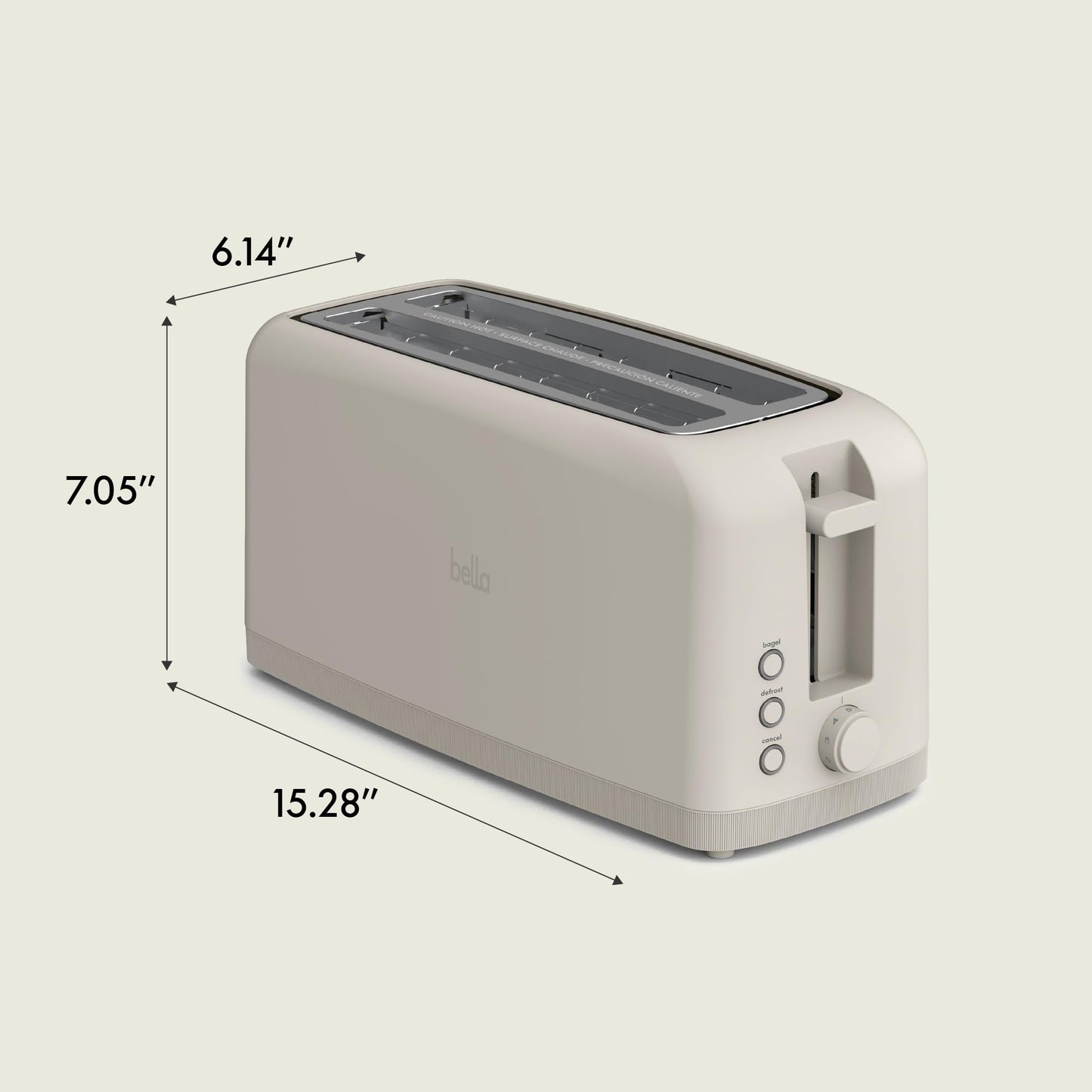 bella 2 Slice Slim Toaster, Fits-anywhere™ Kitchenware, 6 Setting Shade Control with Reheat & Cancel Buttons, Fits sourdough, 10” Long Slot, Anti Jam & Auto Shutoff, 900 Watt, Surf