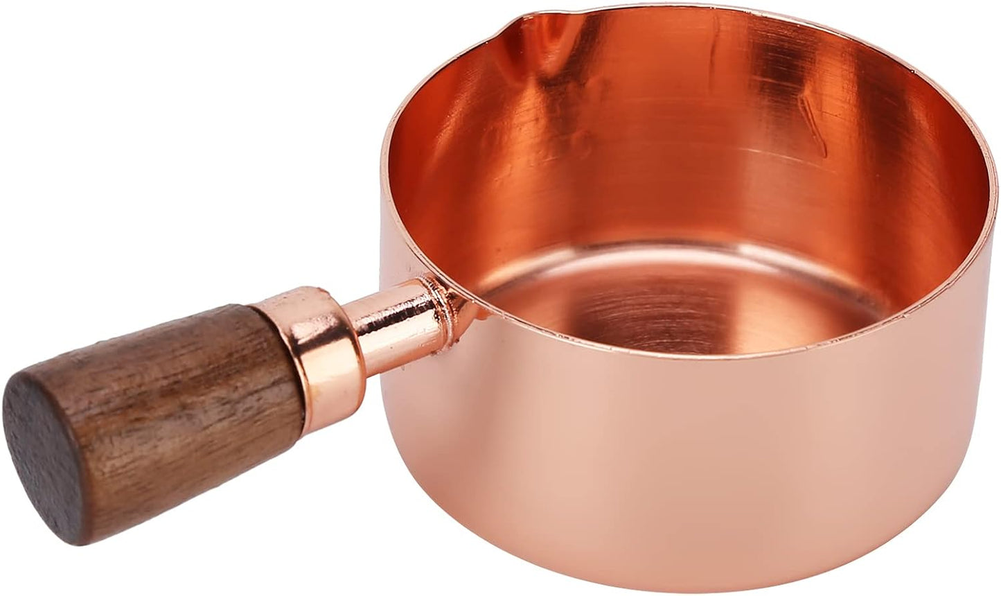 Rose Gold Stainless Steel Sauce Pan with Wooden Handle, 1/3 Cup Capacity