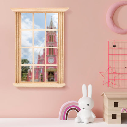 6Pcs Dollhouse Windows 1: 12 Scale Unfinished Miniature Wooden Windows Frame Mode, Mini Furniture Doll House Decoration (4.52X3.26X0.79inch)