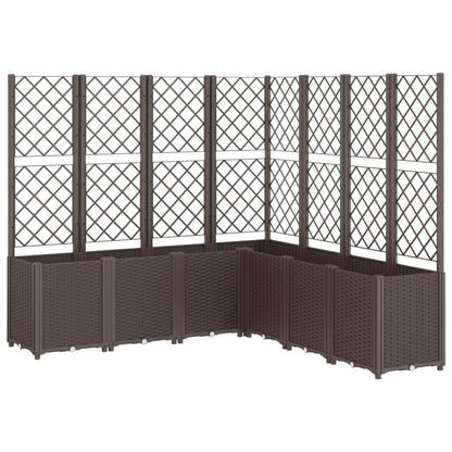 LNJXTVCQ Modular Garden Planter with Integrated Trellis, 63 x 63 x 55 Inch Brown Polypropylene Raised Bed for Climbing Plants, Large Outdoor Flower Box for Patio, Balcony, and Backyard