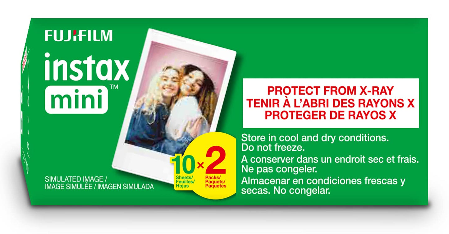 FUJIFILM Instax Mini Instant Film Twin Pack (White), 20 Photos