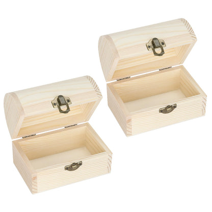 BAOPEND 2 Pieces Unfinished Wooden Treasure Box with Hinged Lid, Small Wood Storage Box for DIY Crafts, Jewelry, Keepsakes, Home Decor (2*Large)