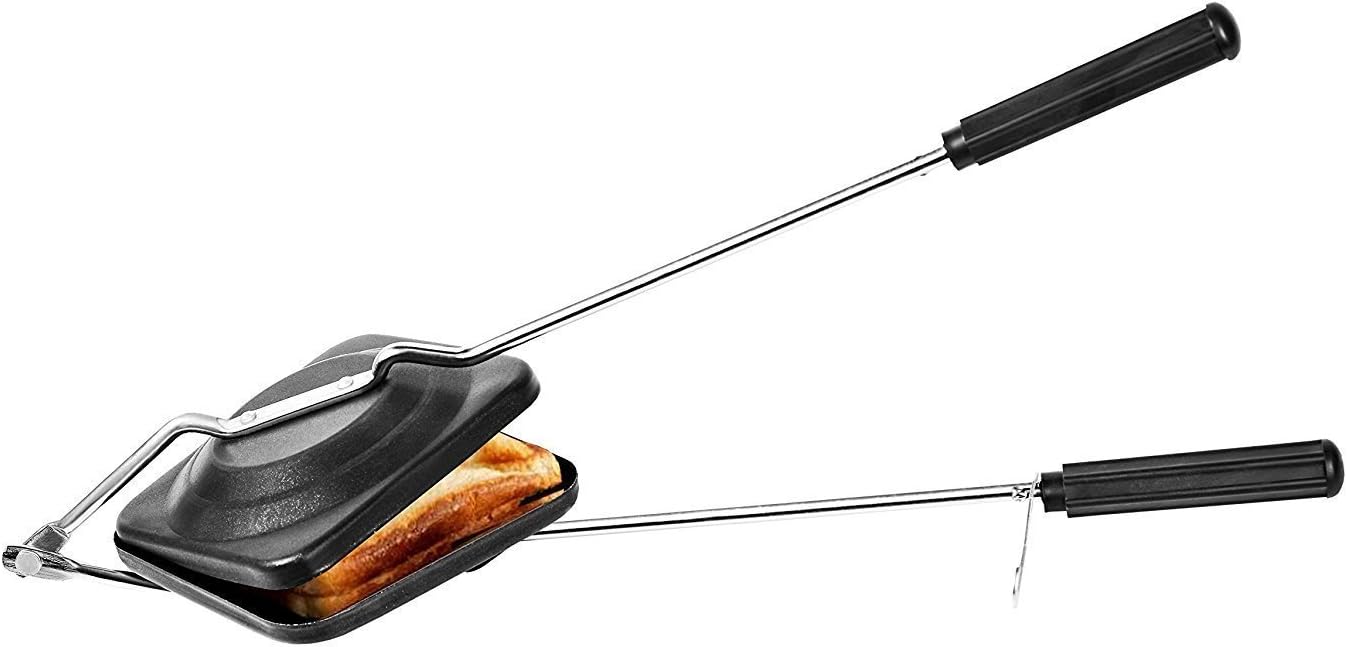 Non Stick Gas Toaster Sandwich Maker Pan, Double Sided Pressure Pan with Handles for Toasted Sandwich Snack