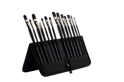 Creative Mark Folding Paint Easel & Travel Case - 13" Long - Compact Brush Holder Organizer for Long Handled Paintbrushes - Durable Paint Brush Bag for Storage - Holds up to 20 Brushes