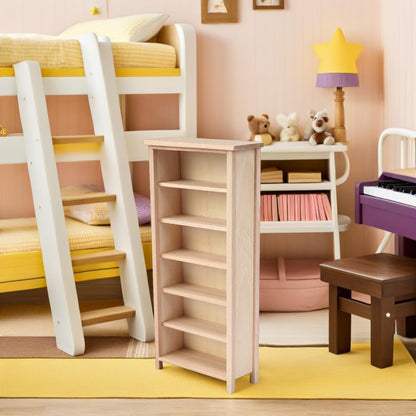 FAVOMOTO 1:12 Mini Bookshelf, Wooden Vertical Doll House Book Shelf Miniature Furniture Bookcase Decor Mini House Supply for DIY Craft Display Decoration Accessories