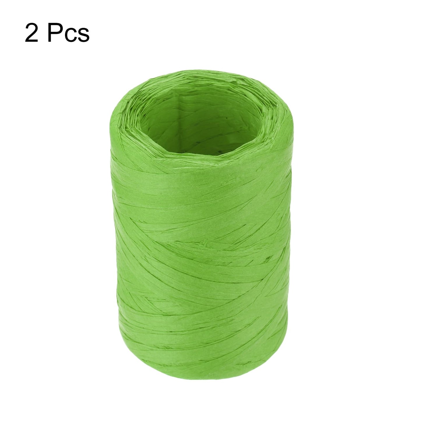MECCANIXITY 2 Rolls Raffia Paper Ribbon Bulk,1/4 Inch Wide 110 Yards Light Green Twine String Paper Yarn for DIY Craft Weaving, Decoration, Gift Wrapping